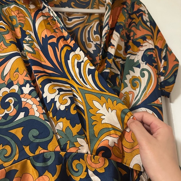 Vibrant Patterned Wrap Dress - Picture 4 of 5